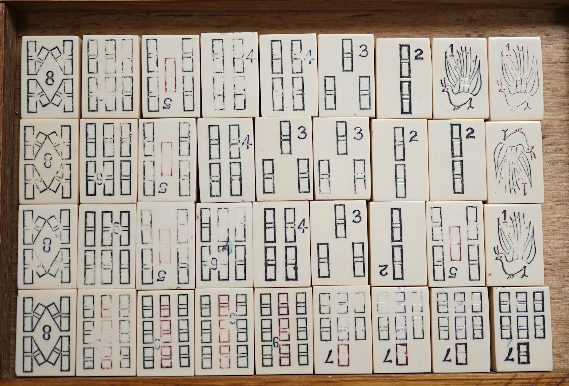 A Chinese mahjong set